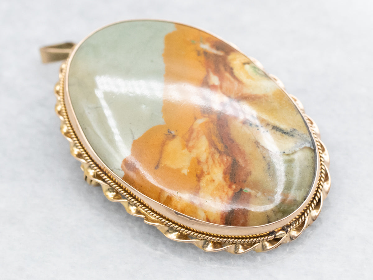 Picture Jasper Brooch or Pendant with Twisted Frame