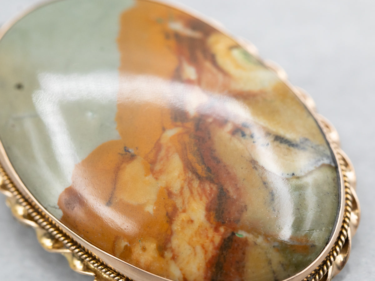 Picture Jasper Brooch or Pendant with Twisted Frame