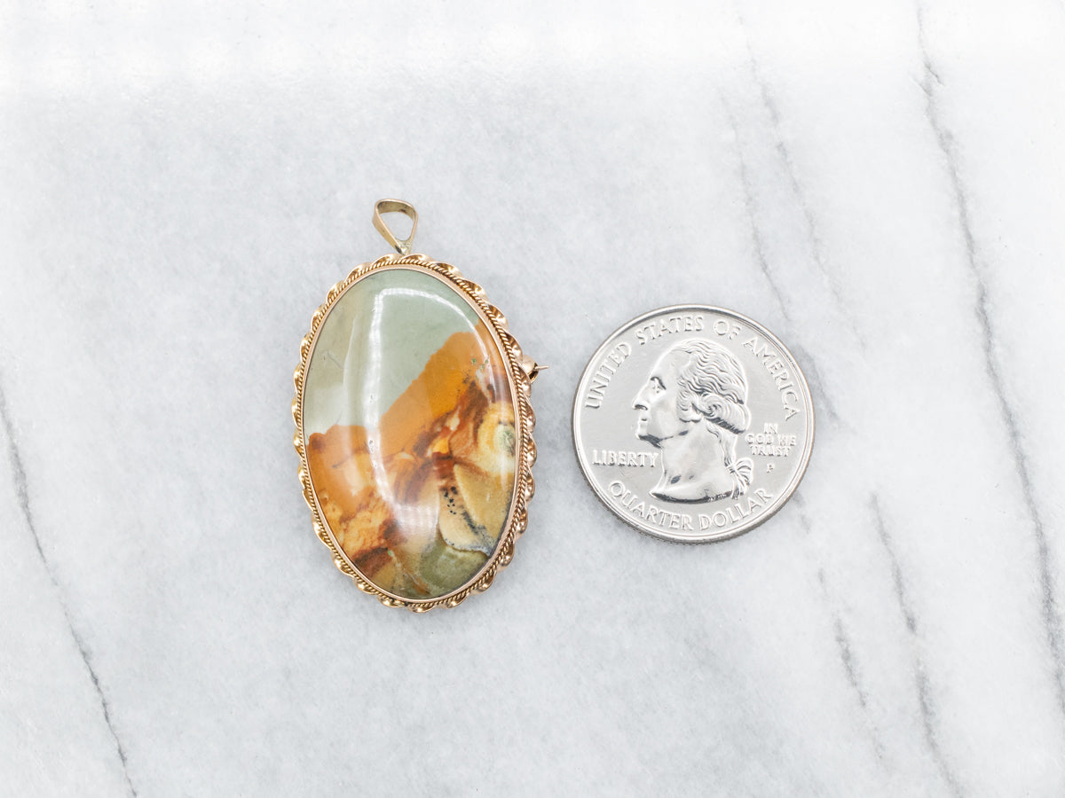 Picture Jasper Brooch or Pendant with Twisted Frame