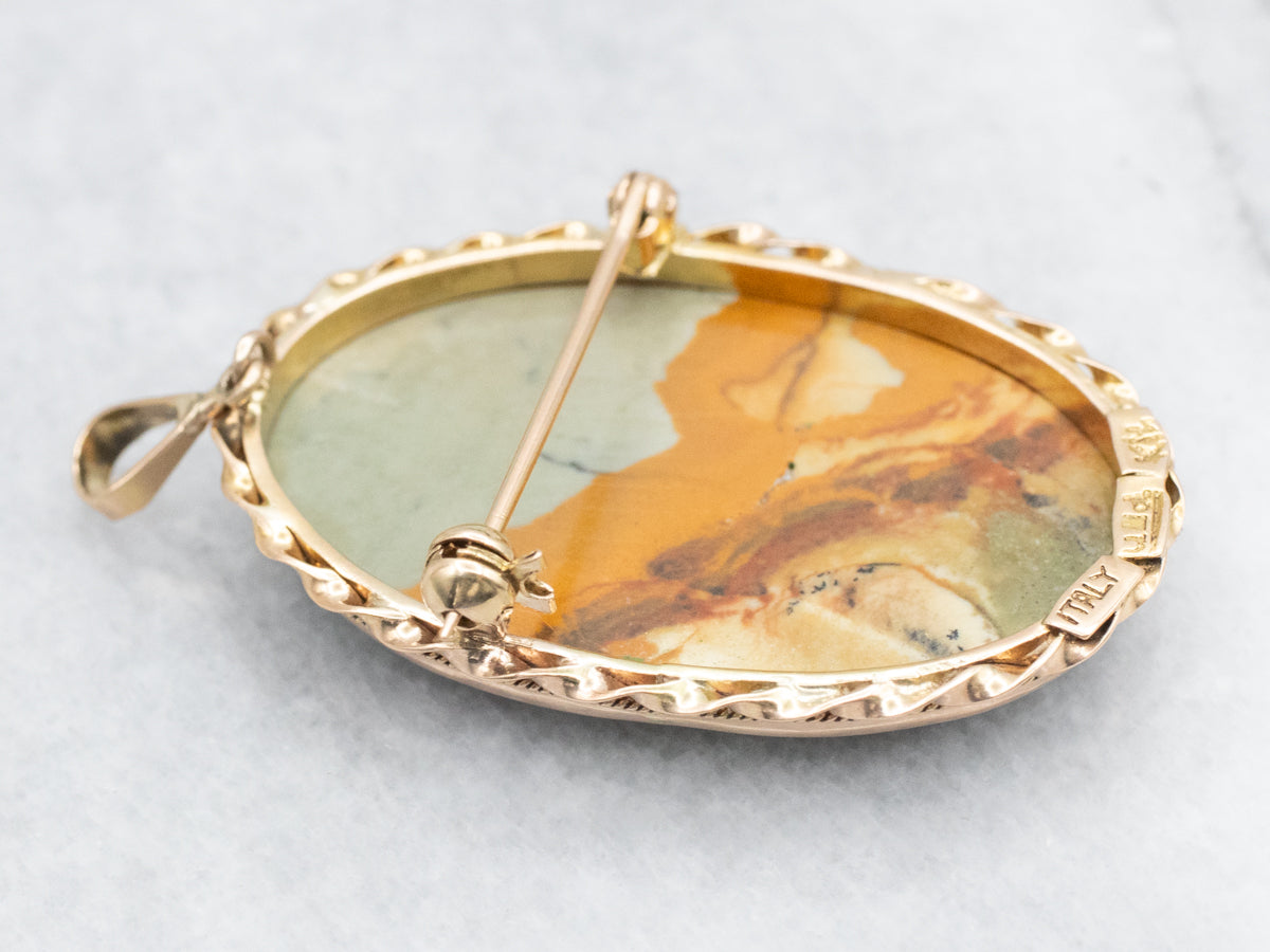 Picture Jasper Brooch or Pendant with Twisted Frame