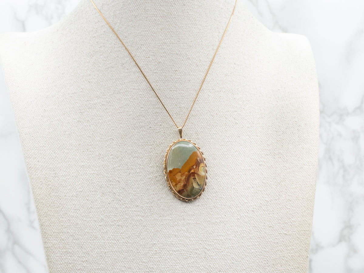 Picture Jasper Brooch or Pendant with Twisted Frame