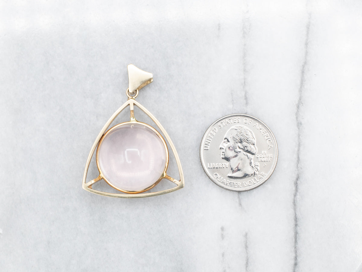 Star Rose Quartz Pendant with Triangular Frame