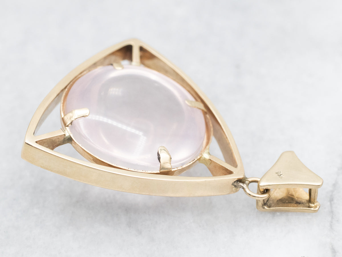 Star Rose Quartz Pendant with Triangular Frame
