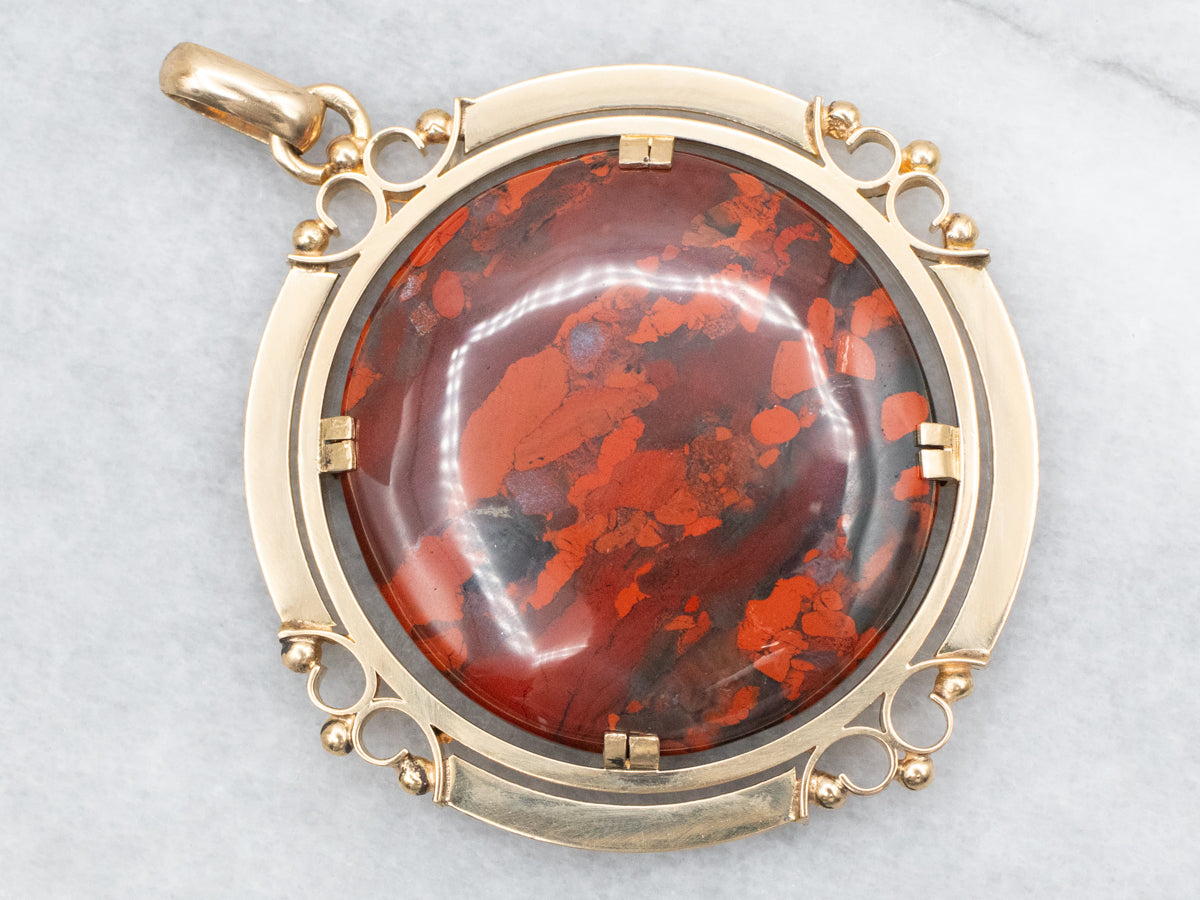 Mid-century Bold Red Jasper Pendant