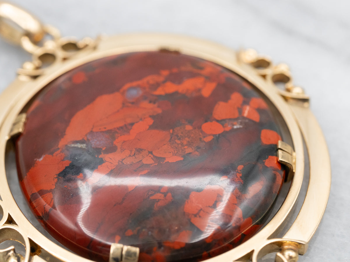 Mid-century Bold Red Jasper Pendant