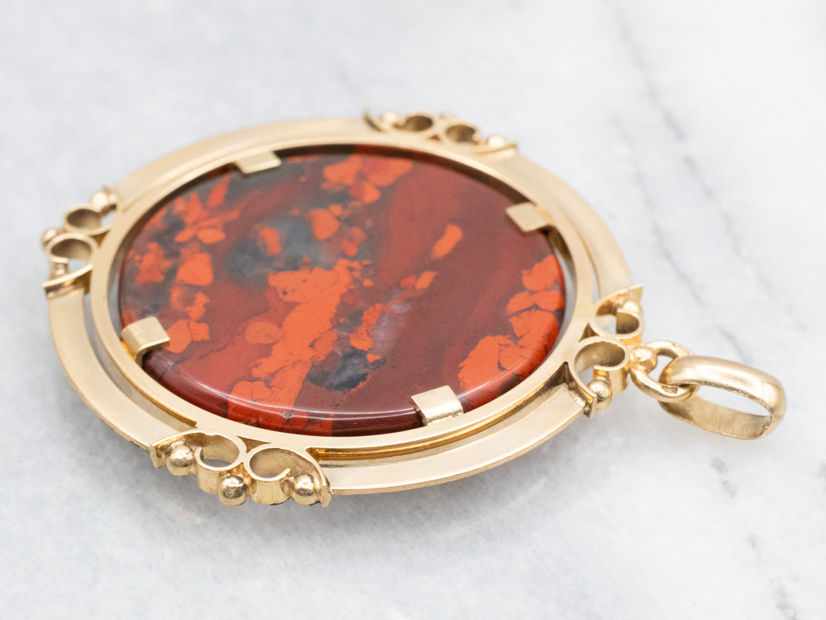 Mid-century Bold Red Jasper Pendant