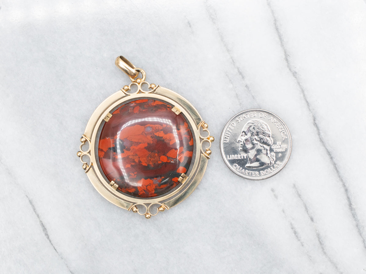 Mid-century Bold Red Jasper Pendant