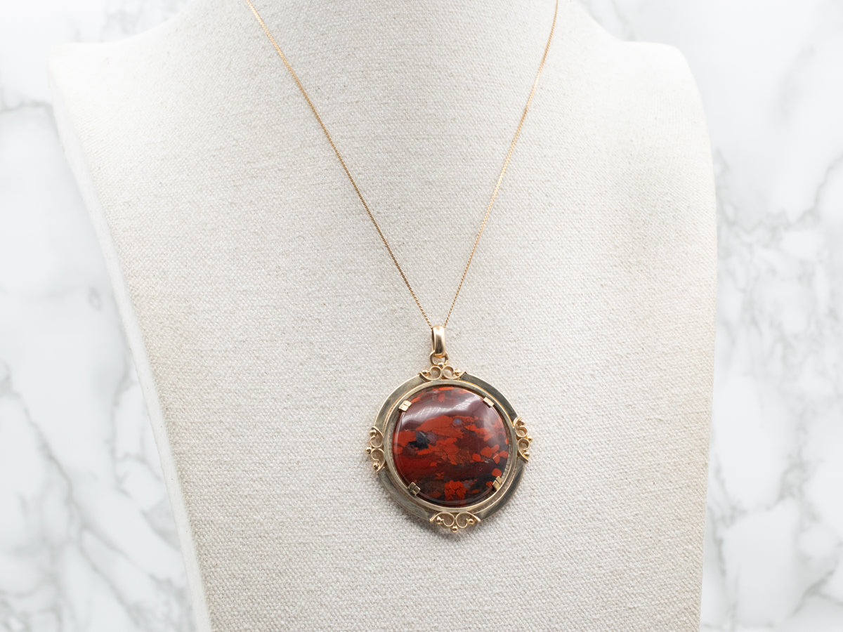 Mid-century Bold Red Jasper Pendant