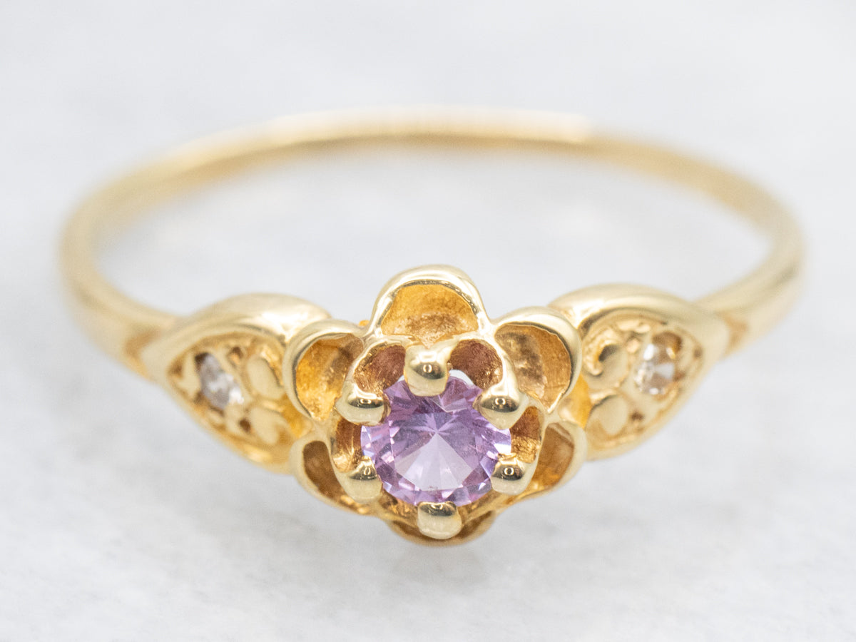 Golden Buttercup Pink Sapphire and Diamond Ring
