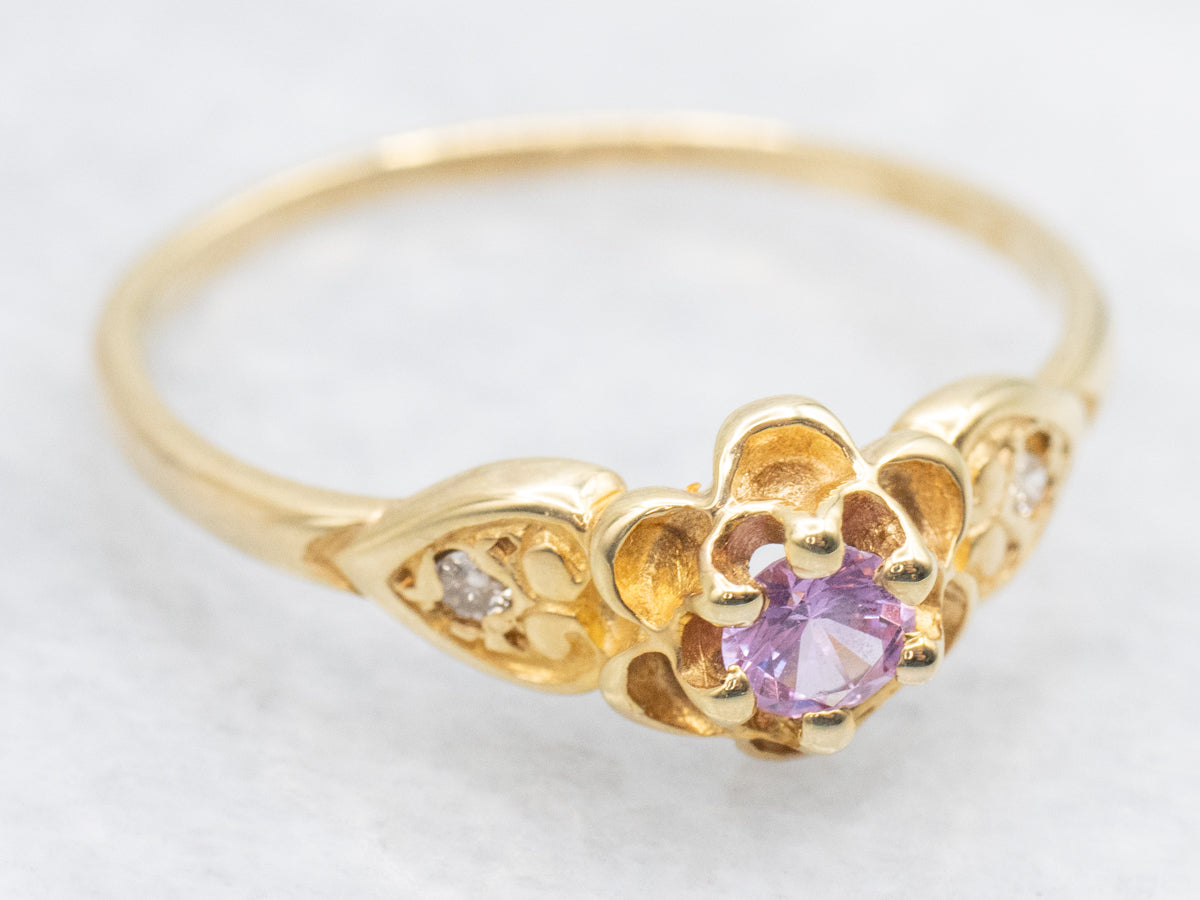 Golden Buttercup Pink Sapphire and Diamond Ring