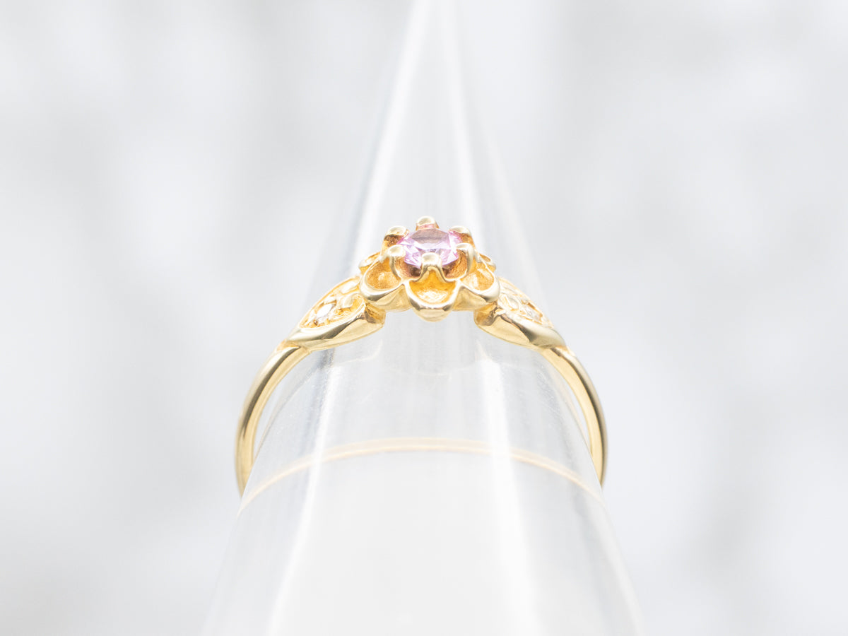 Golden Buttercup Pink Sapphire and Diamond Ring