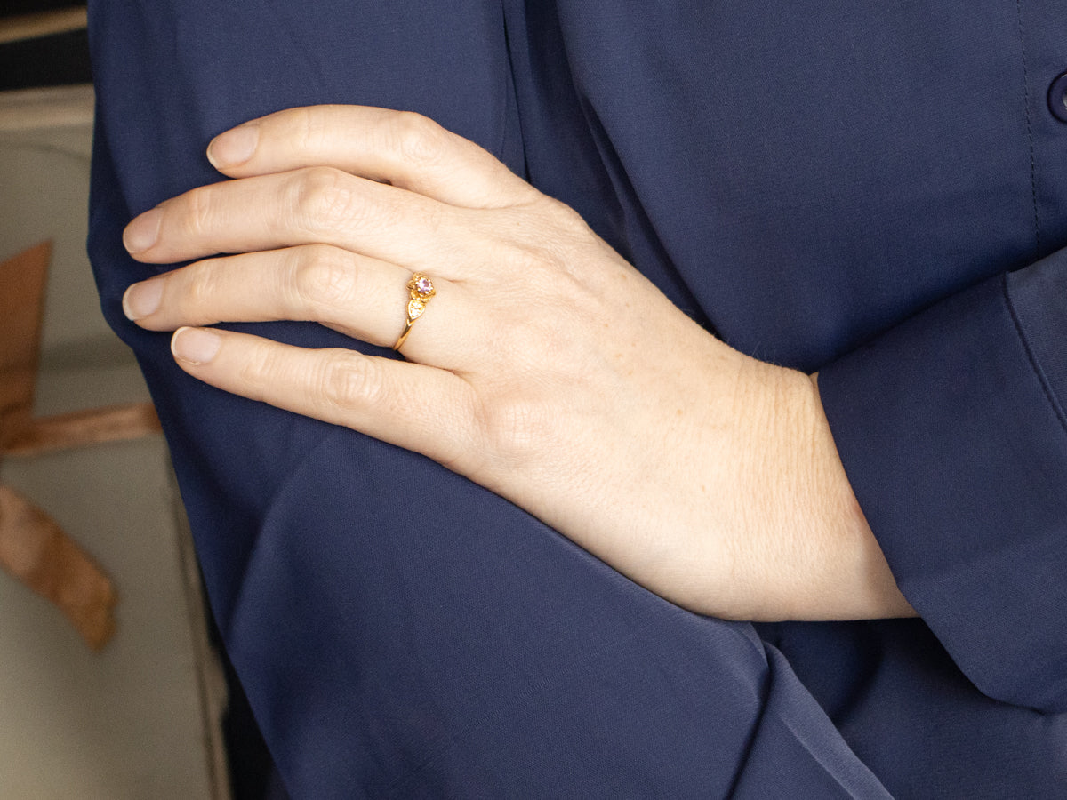 Golden Buttercup Pink Sapphire and Diamond Ring