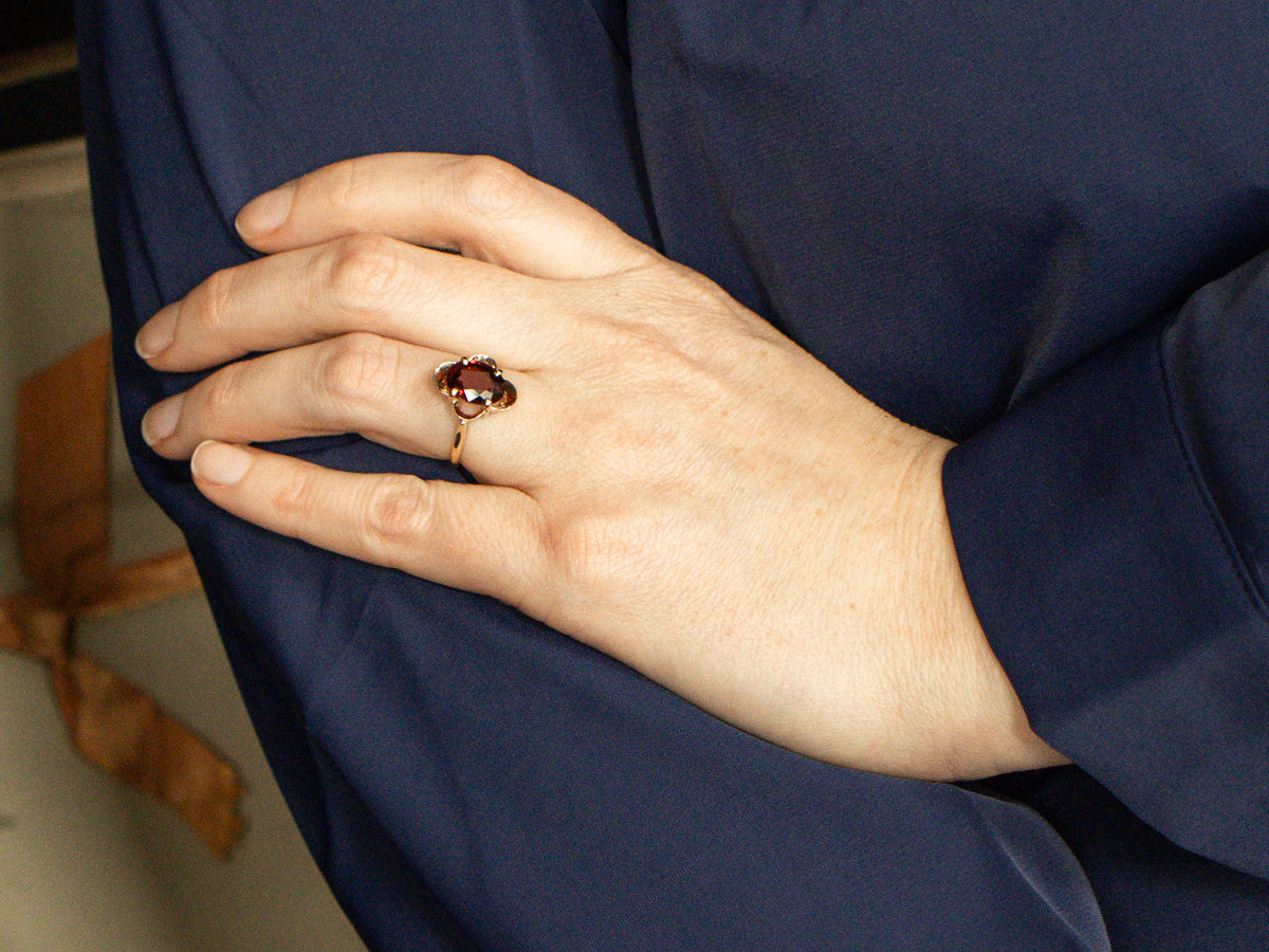 Rhodolite Garnet Quatrefoil Shaped Ring