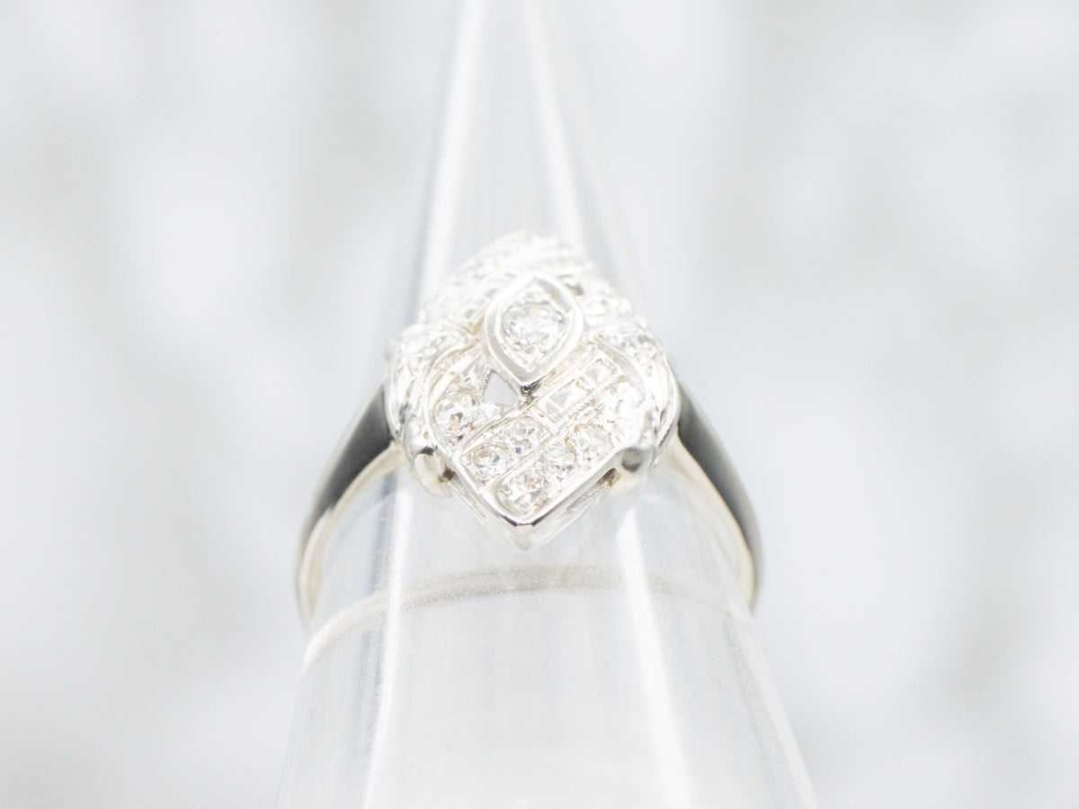 Mid-Century Diamond Marquise Shaped Dinner Ring