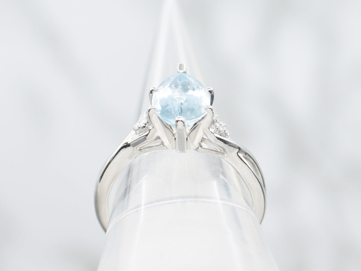 Teardrop Aquamarine and Diamond Ring