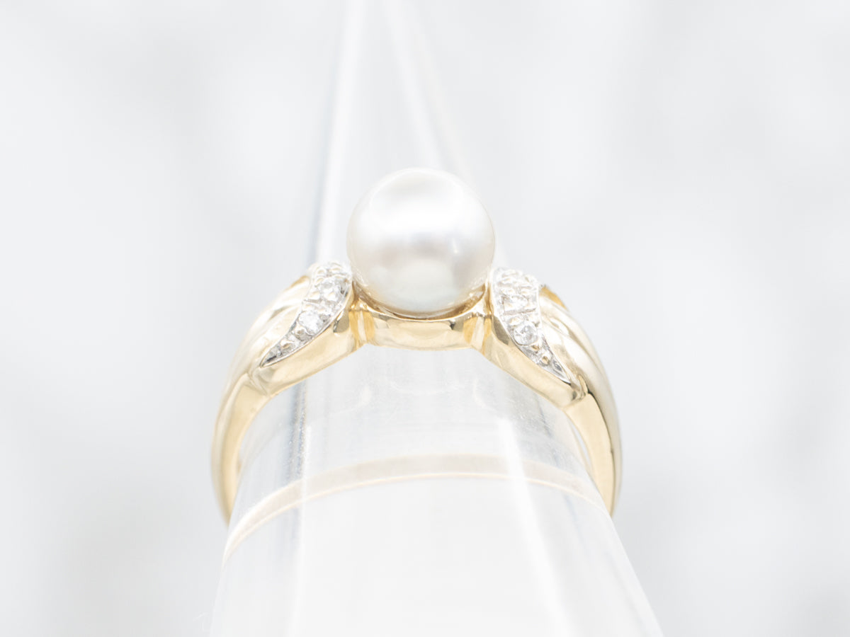 Dove Gray Pearl and Diamond Ring
