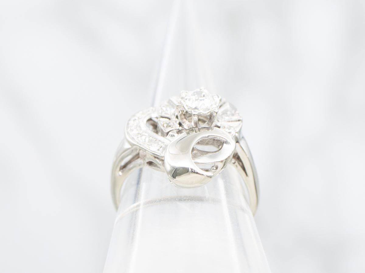 Retro 1950s Old Mine Cut Diamond Cocktail Ring