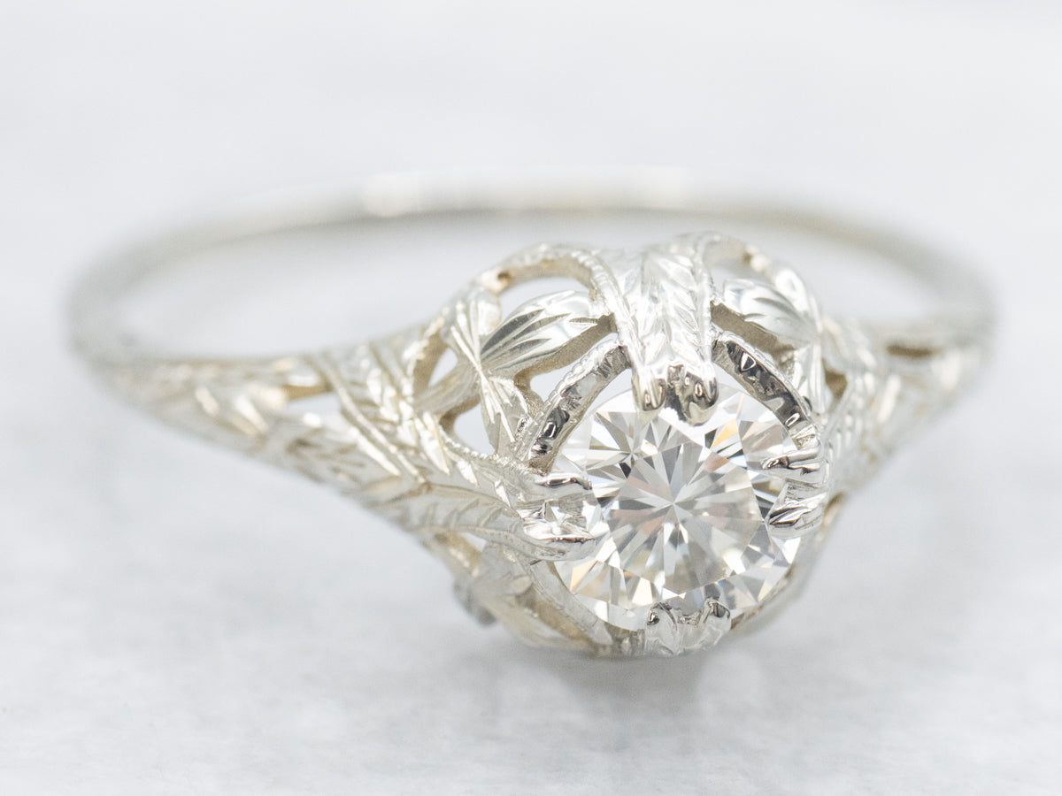1920s Round Brilliant Diamond Solitaire Engagement Ring