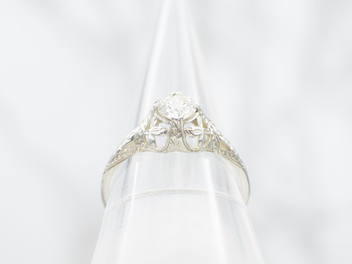 1920s Round Brilliant Diamond Solitaire Engagement Ring
