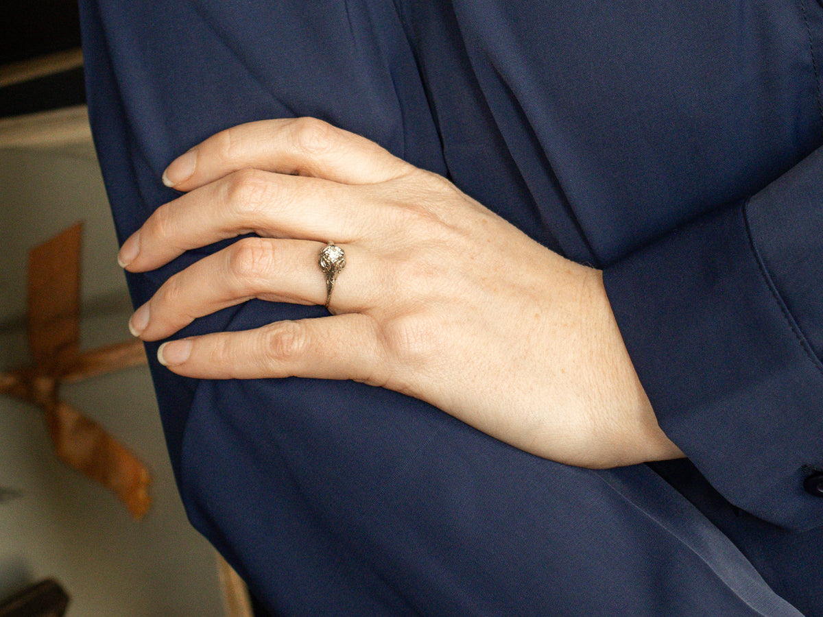 1920s Round Brilliant Diamond Solitaire Engagement Ring