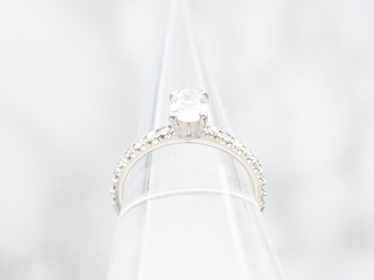 Modern Platinum Oval Cut Diamond Engagement Ring