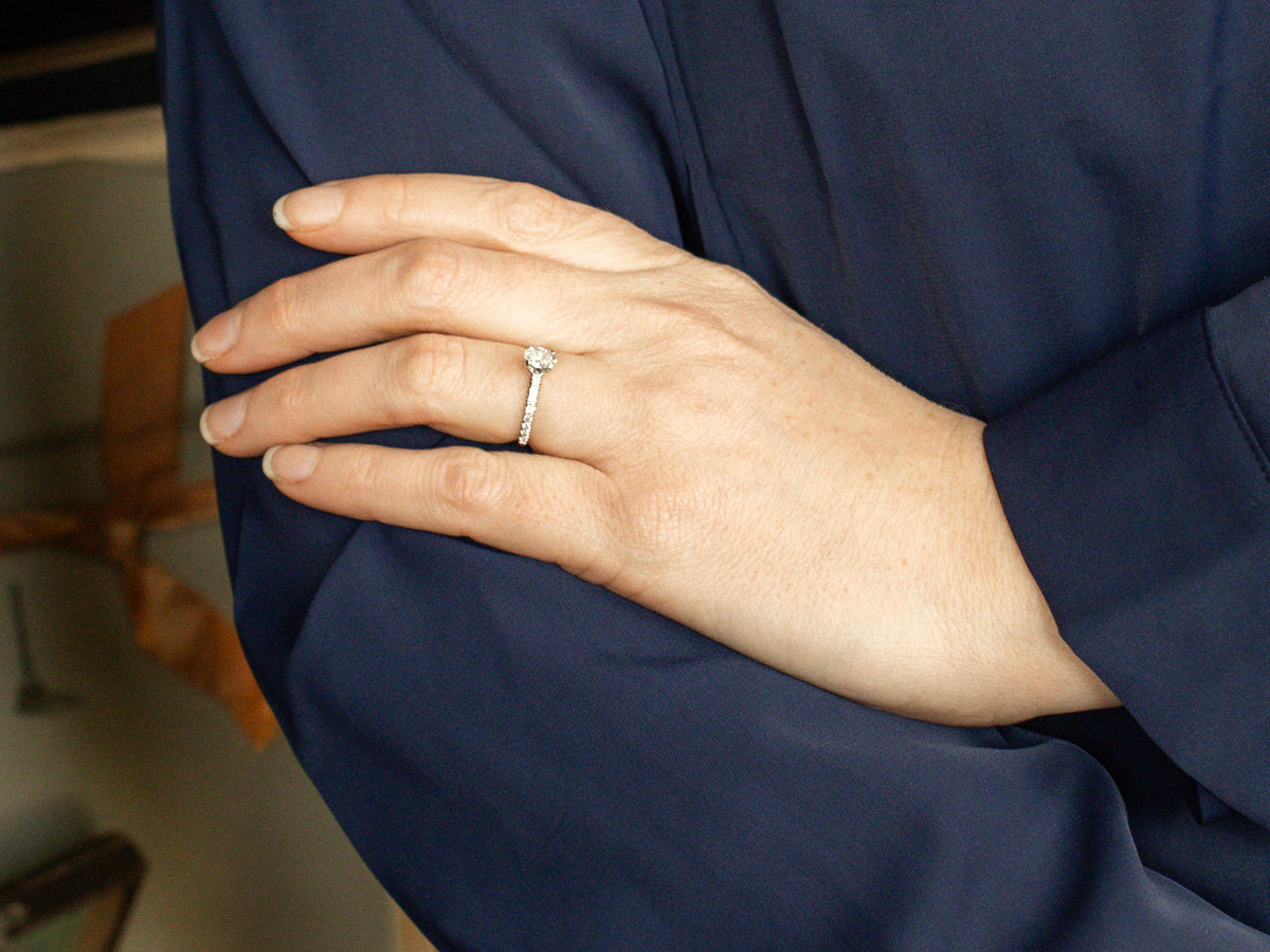 Modern Platinum Oval Cut Diamond Engagement Ring