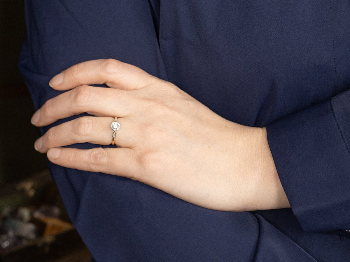 Platinum and Gold Vintage Diamond Engagement Ring