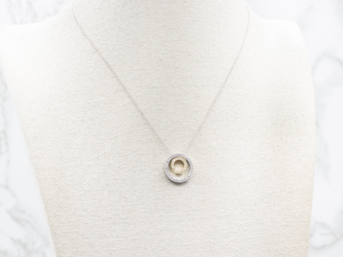 Double Diamond Halo Pendant Necklace