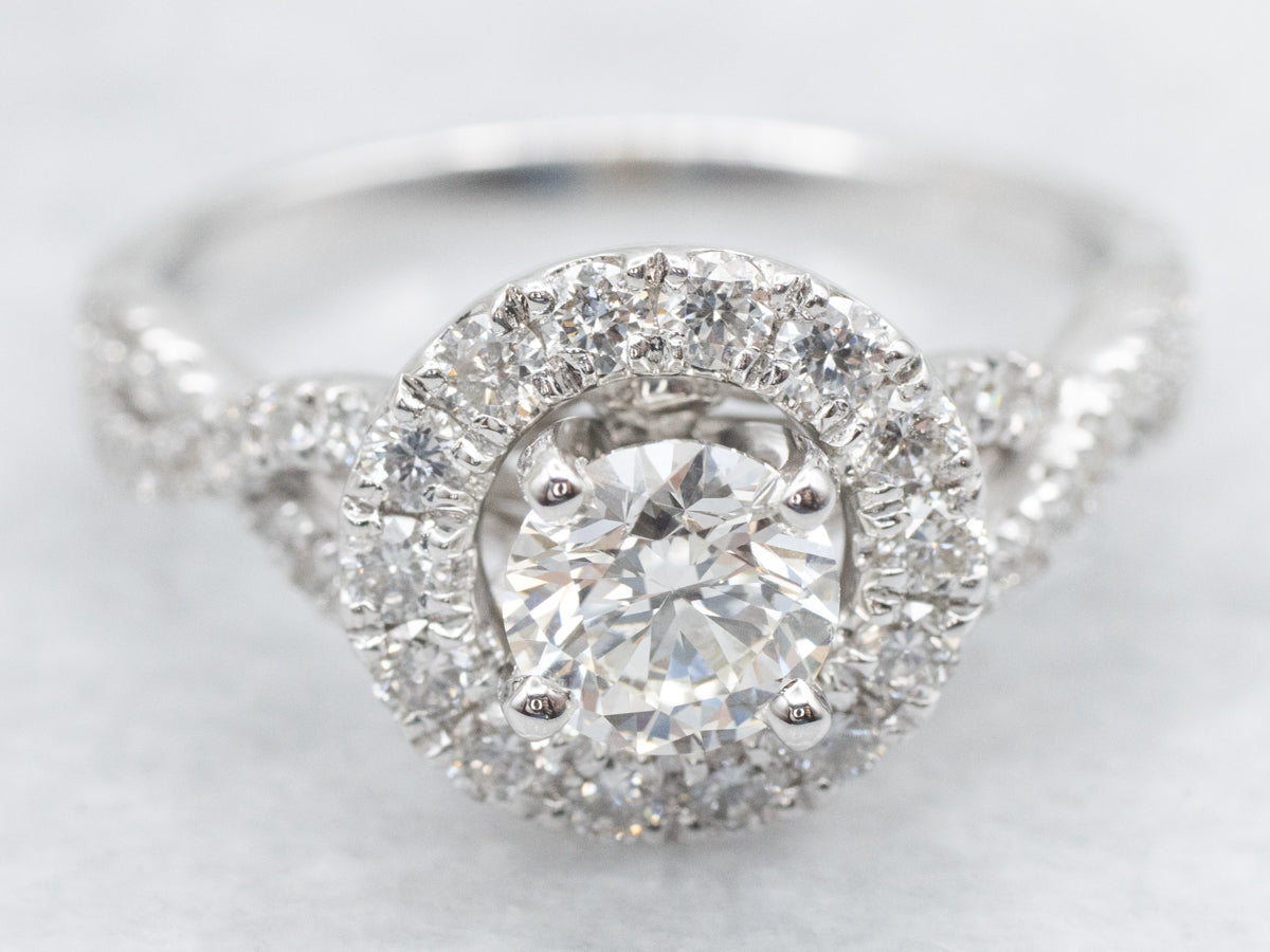 Modern Diamond Halo Engagement Ring