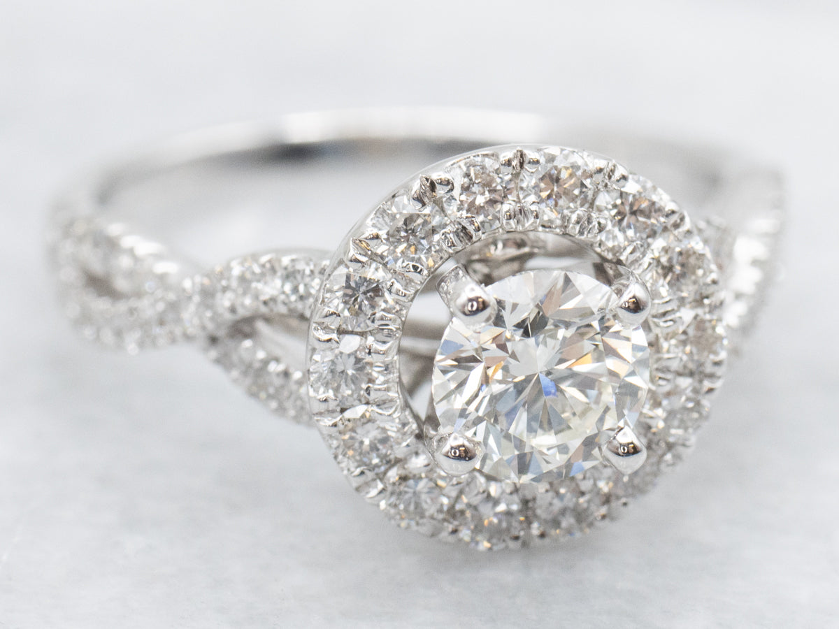 Modern Diamond Halo Engagement Ring