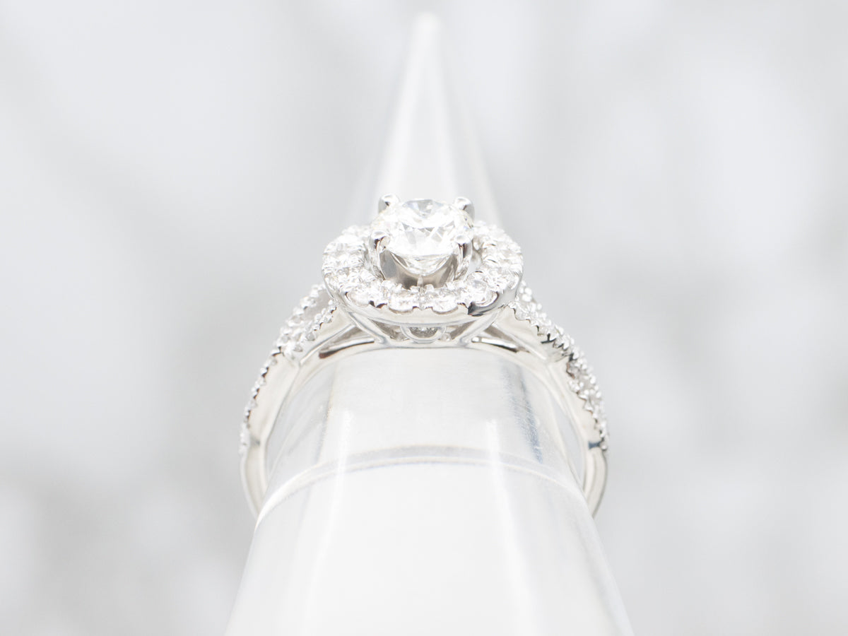 Modern Diamond Halo Engagement Ring