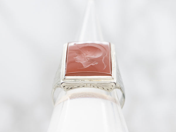 Men's Antique Carnelian Intaglio Ring with Etched Shoulders - Market ...