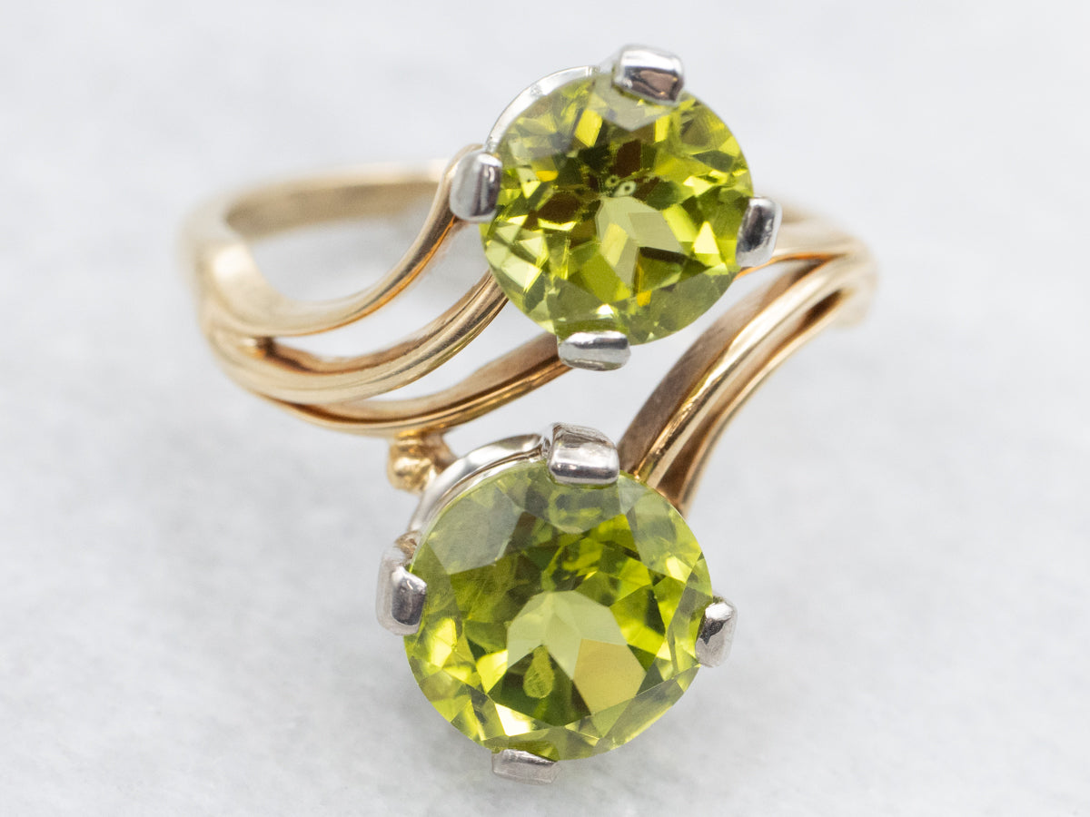 Vintage Jabel Peridot and Gold Bypass Ring
