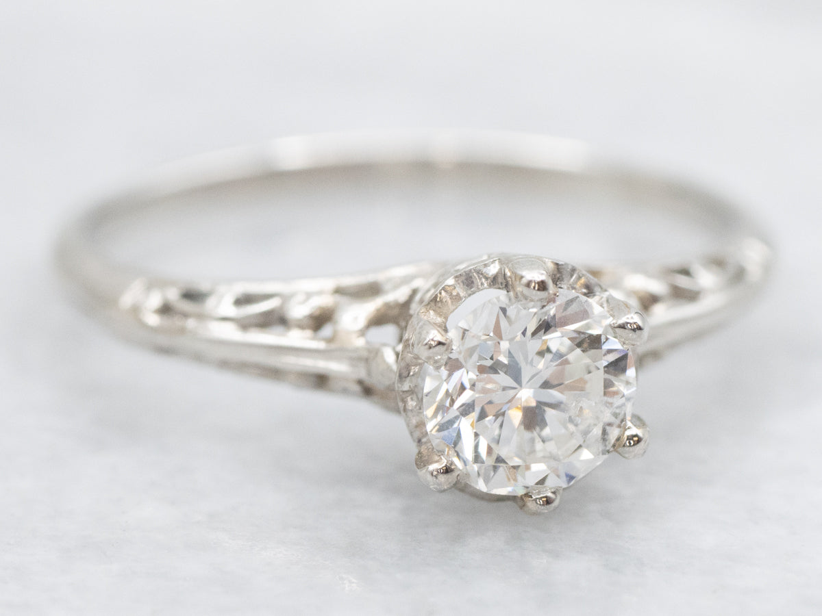 Platinum Art Deco Diamond Solitaire Engagement Ring