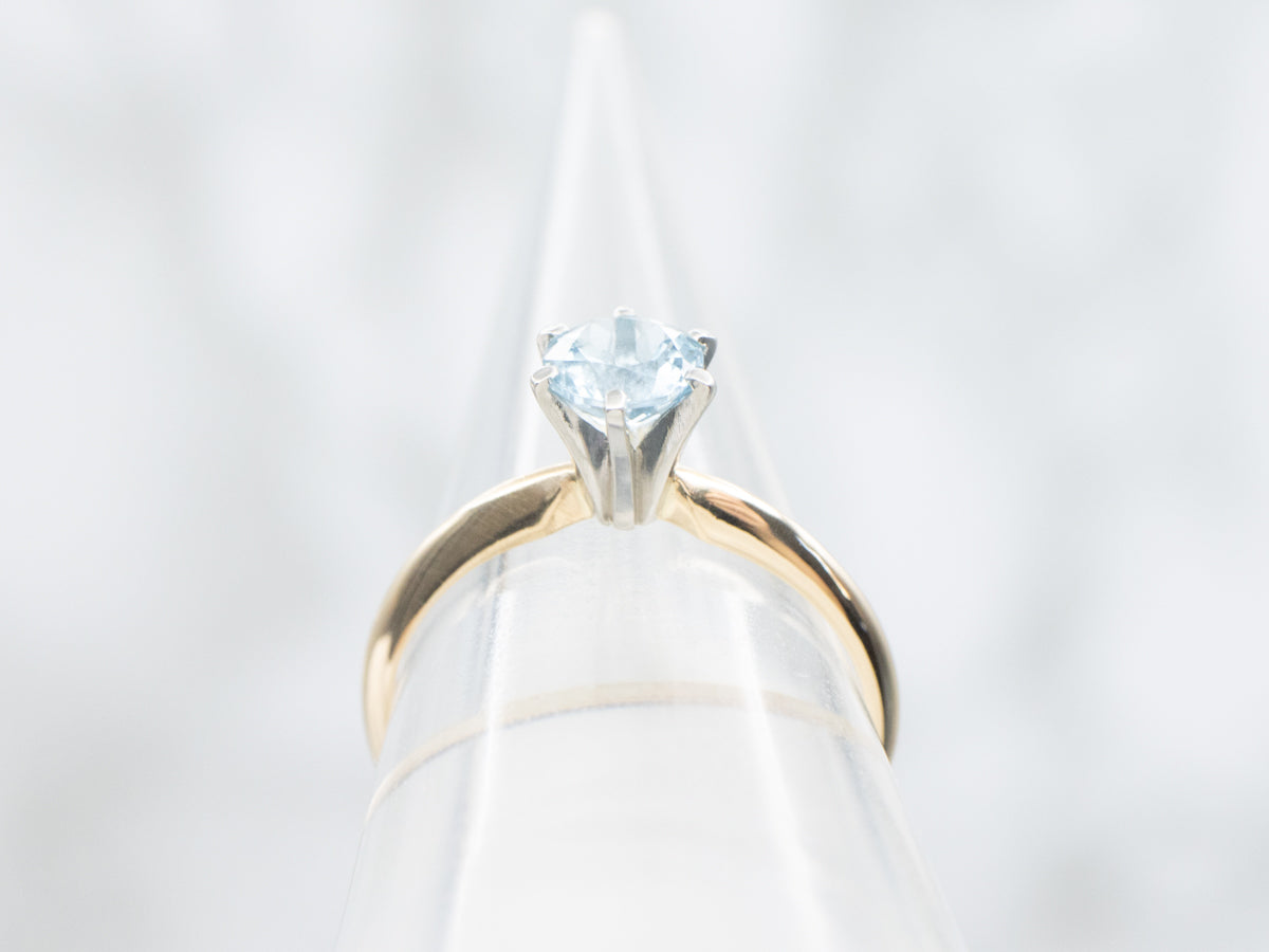 Two Tone Aquamarine Solitaire Ring