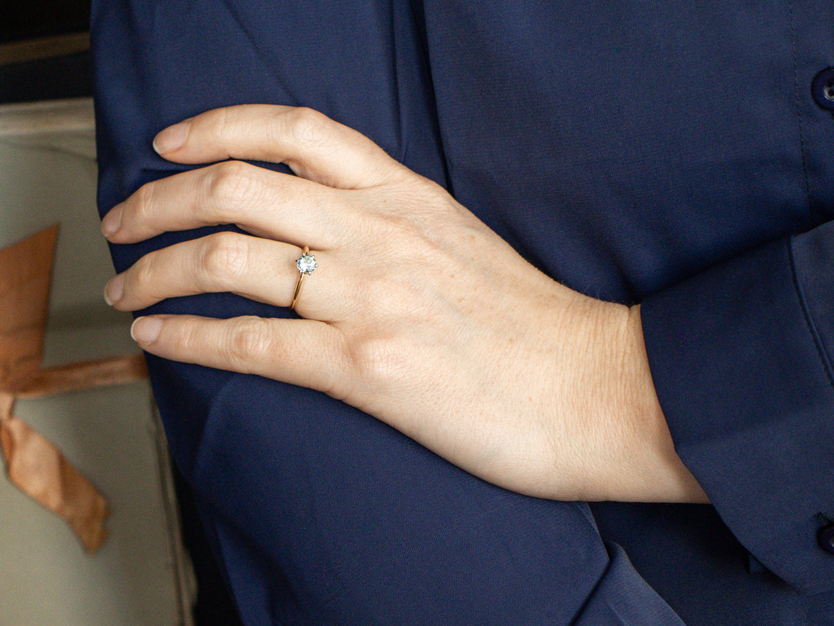 Two Tone Aquamarine Solitaire Ring