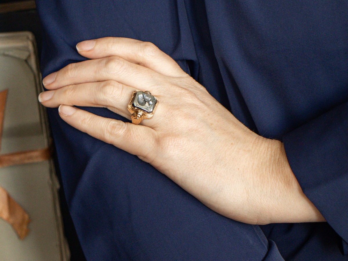 Vintage Men's Hematite Intaglio Ring