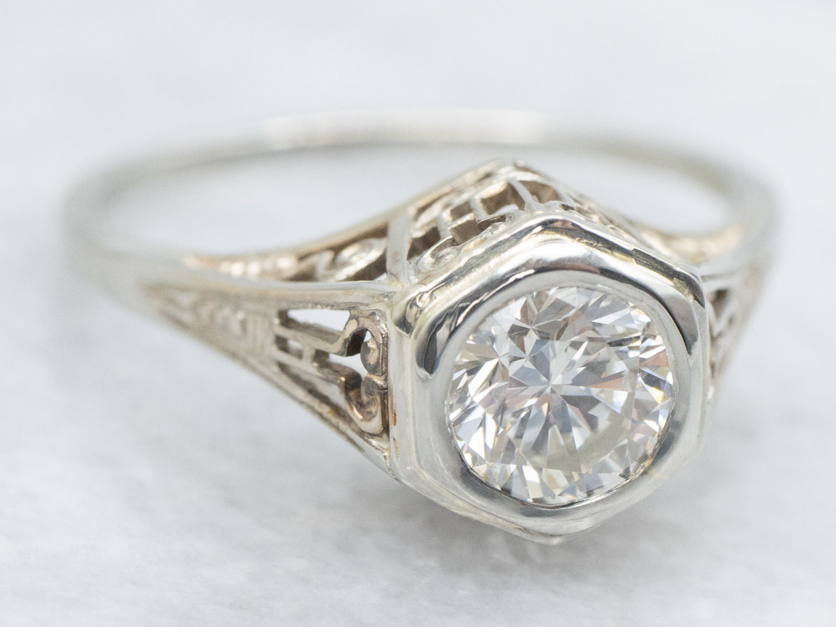 Art Deco Diamond Solitaire Engagement Ring