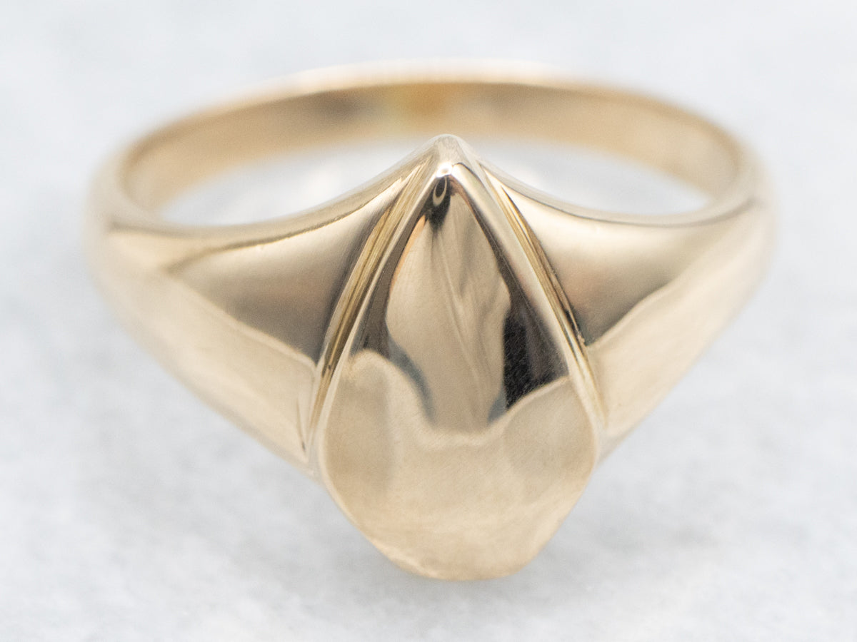 Teardrop Gold Signet Ring