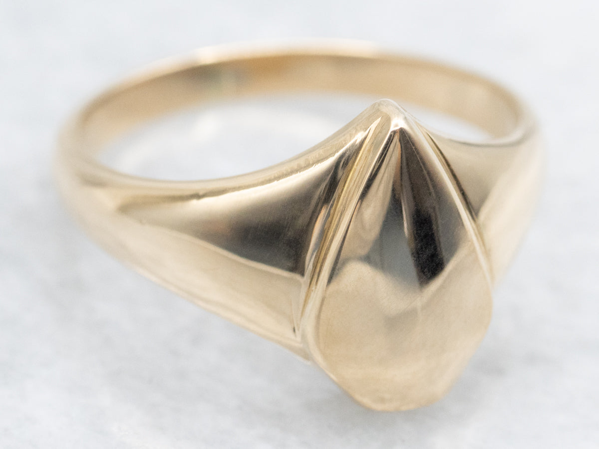 Teardrop Gold Signet Ring