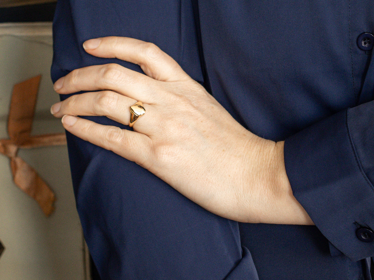 Teardrop Gold Signet Ring