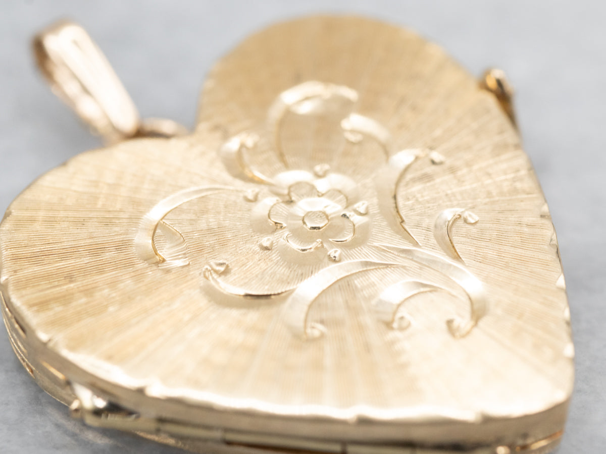 Vintage Three-Panel Heart Shaped Locket