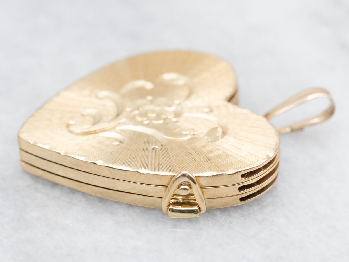 Vintage Three-Panel Heart Shaped Locket