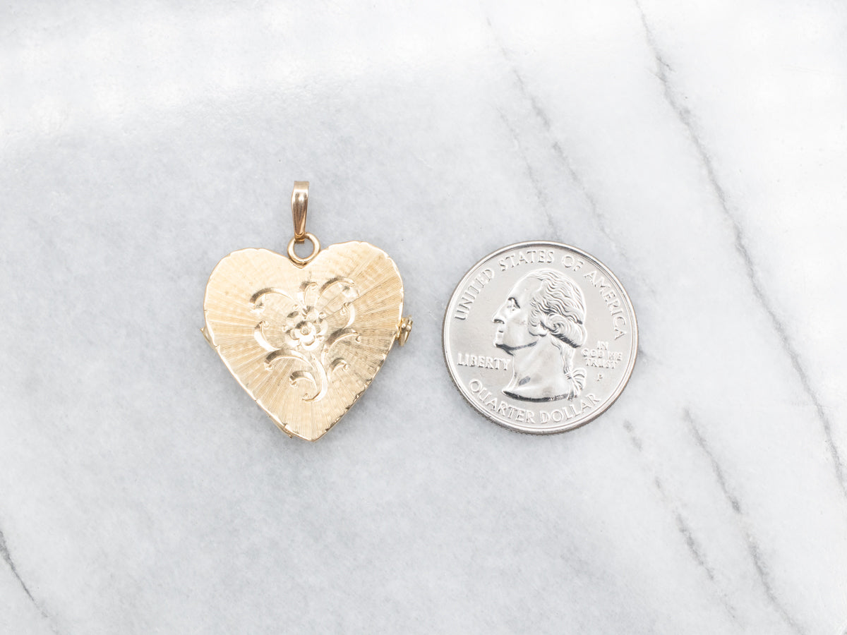 Vintage Three-Panel Heart Shaped Locket