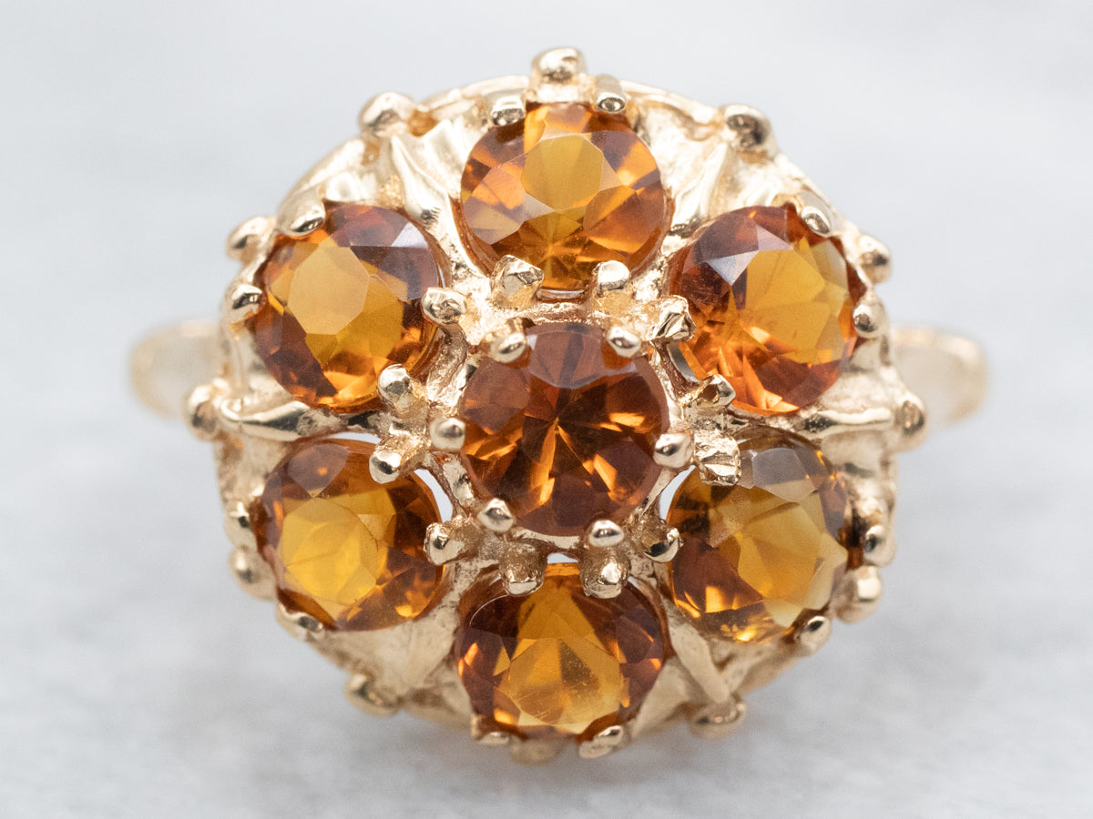 Citrine Cluster Ring in Yellow Gold