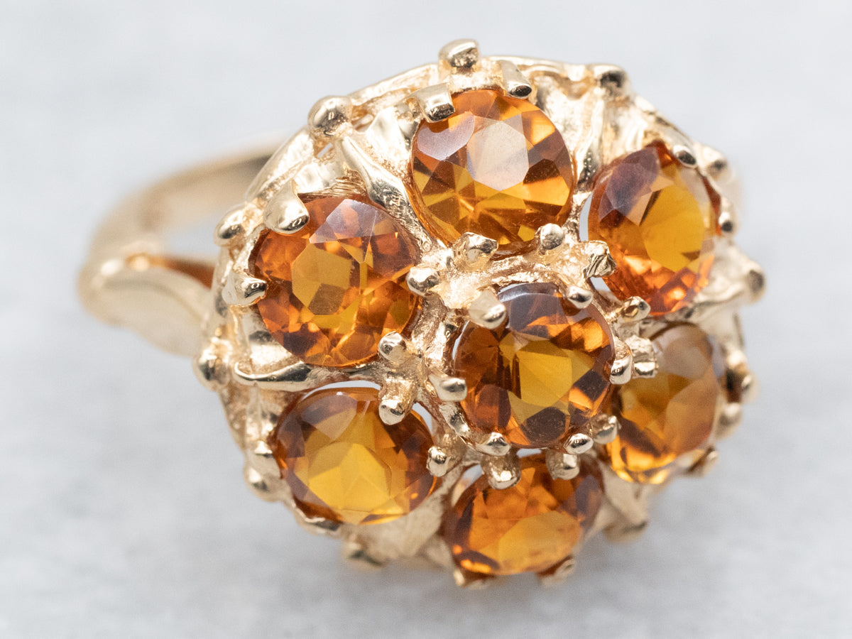 Citrine Cluster Ring in Yellow Gold
