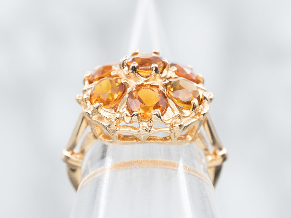 Citrine Cluster Ring in Yellow Gold