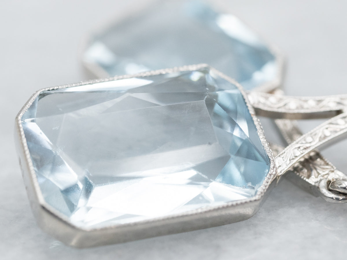 Stunning Platinum Aquamarine Drop Earrings