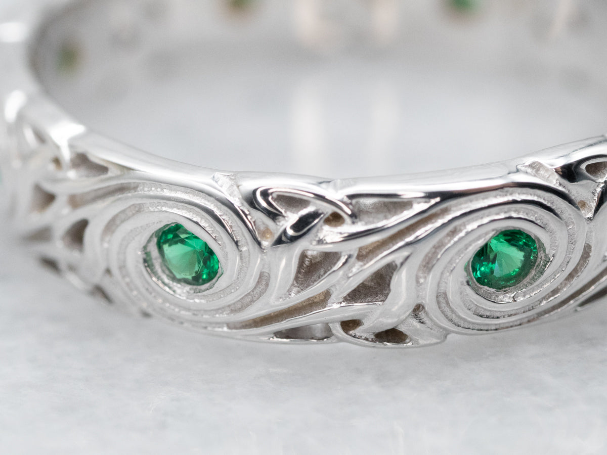 Swirling Synthetic Emerald Eternity Band