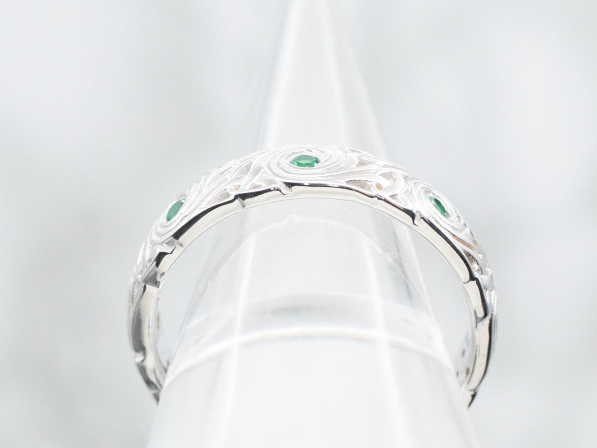 Swirling Synthetic Emerald Eternity Band